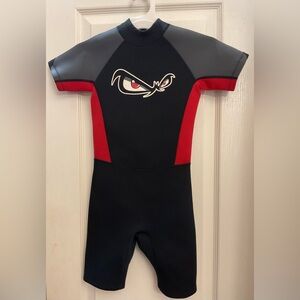 Kids Swim Wetsuit in Black and Red